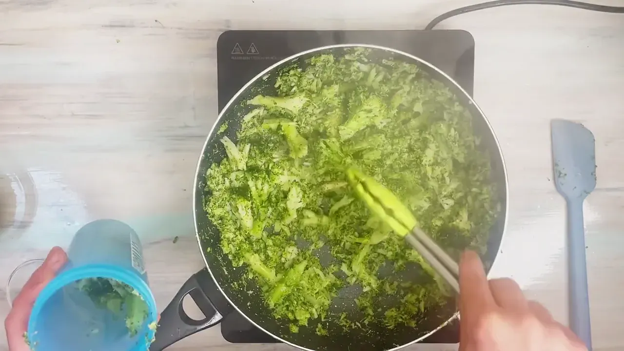 Use a slotted spoon to transfer the tender broccoli to a blender, leaving the hot water in the pot for cooking the pasta.