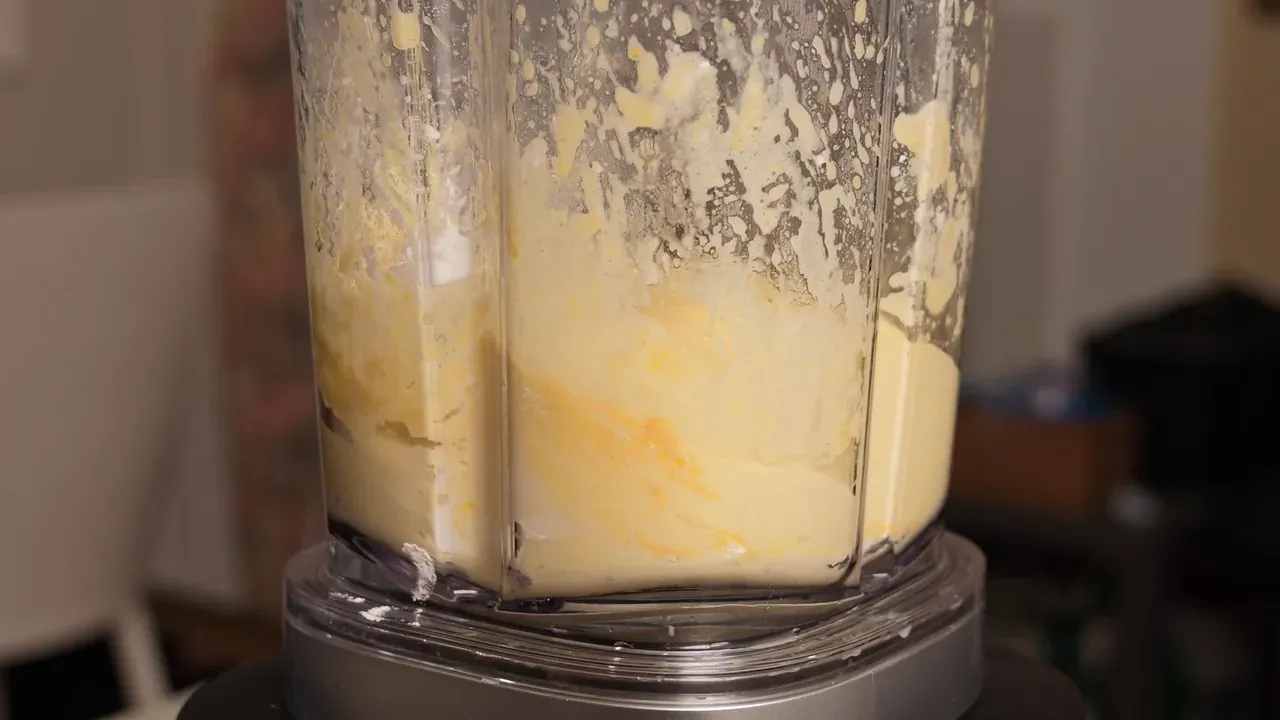 Creamy blended potato mixture in a blender jar