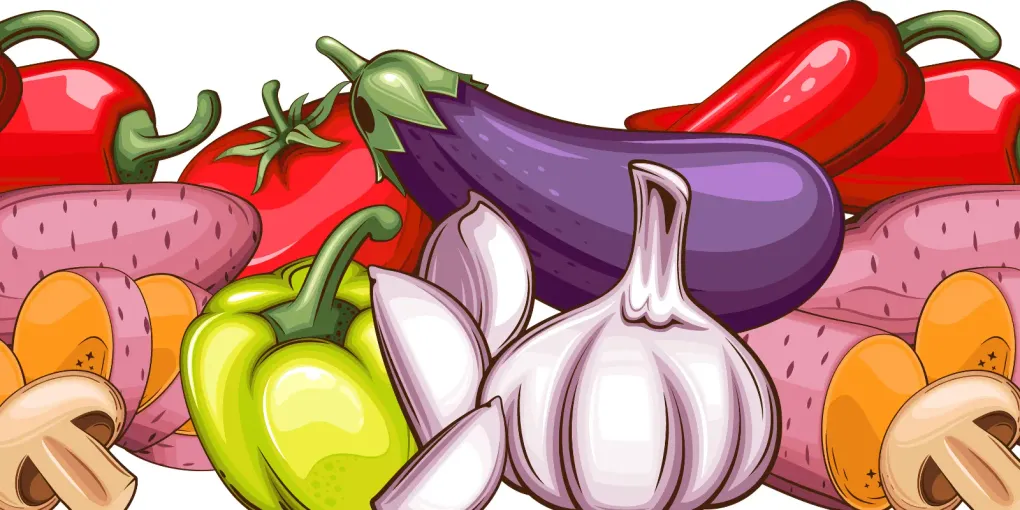 A spread of fresh vegetables, legumes, and pantry staples
