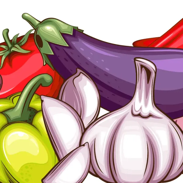 A spread of fresh vegetables, legumes, and pantry staples